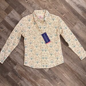 Panhandle Kids Long Sleeve pearl snap Top – Size Medium – Western Print